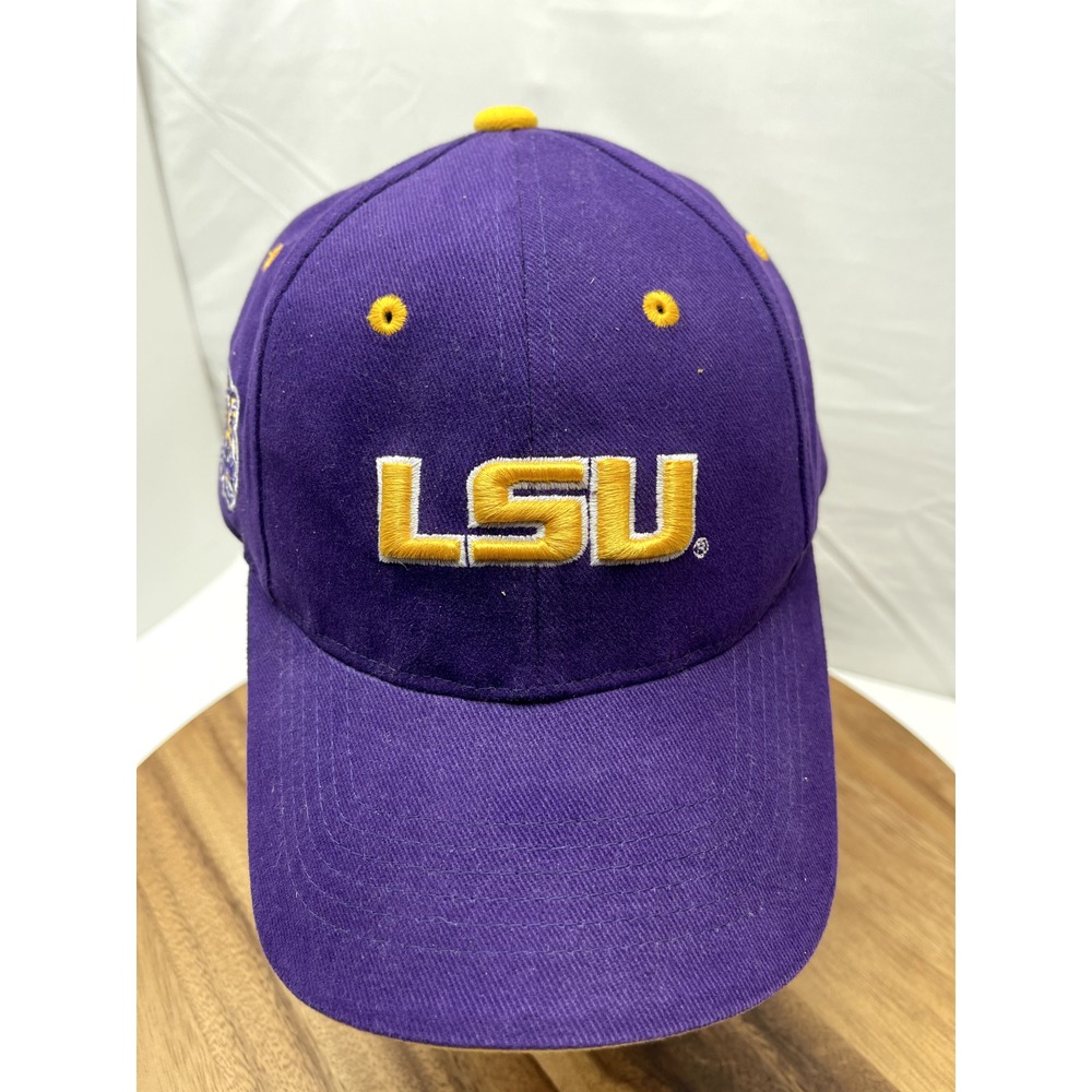 LSU Tigers Hat Cap Strap back Adjustable Purple‎ Tiger Side Logo